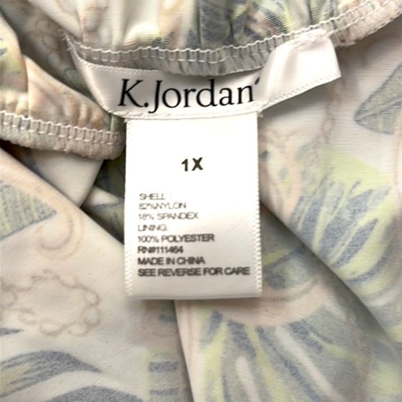 NWOT K. Jordan Leaf Print Criss Cross Back Nylon & Spandex Tankini Top Size 1X - Picture 8 of 8